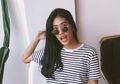 Contek 6 Gaya Simpel Alika Islamadina Pakai Kaos Motif Stripes