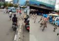 Petugas Satpol PP DKI Jakarta Terlihat Lari Tunggang Langgang Dikejar Oleh Pedagang Kaki Lima