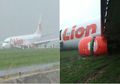 Video Detik-detik Pesawat Lion Air Tergelincir di Bandara Supadio Pontianak, Bagian Depan Pesawat Lebih Rendah dari Ekor Pesawat
