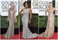 Inspirasi Gaun Pesta Tule dan Brokat Nuansa Emas Silver di Golden Globes 2017