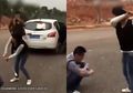 Ketahuan Selingkuh, Seorang Suami Dipukuli Istrinya Di tengah Jalan