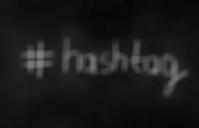 Hashtag on chalkboard