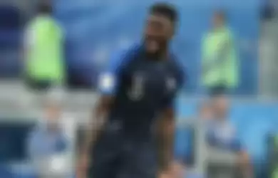 Selebrasi Samuel Umtiti, usai berhasil menjebol gawang Belgia dalam laga pada semifinal Piala Dunia 2018 di Saint-Petersburg Stadium