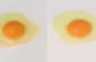 Mana telur mentah yang asli, mana yang lukisan.
