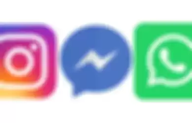 Logo Instagram, Messenger, dan WhatsApp