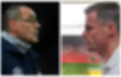 Maurizio Sarri (kiri) dan Jamie Carragher (kanan)