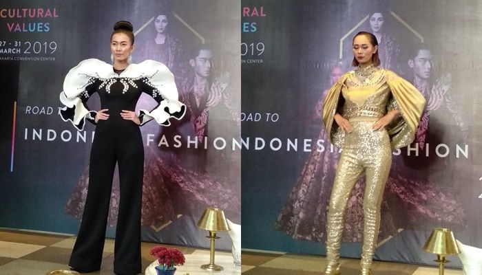 Koleksi dari desainer APPMI untuk IFW 2019 dipamerkan di Sofia The Gunawarman, Jakarta Selatan pada Rabu (23/1/2019)