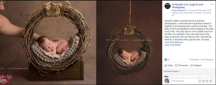 Pengarahan fotografer kepada pose menggantung