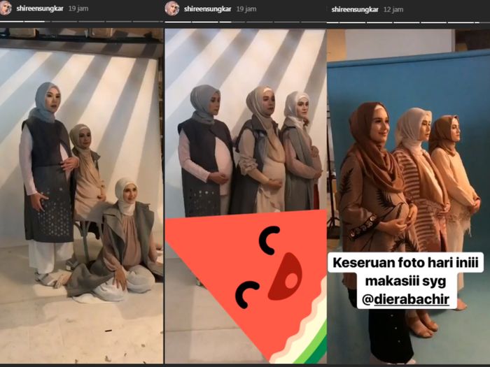 Serunya pemotretan kehamilan bersama Zee Zee Sahab, Zaskia Mecca, dan Shireen Sungkar