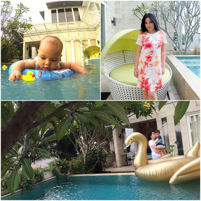 Kolam renang rumah <a href='https://palembang.tribunnews.com/tag/titi-kamal' title='Titi Kamal'>Titi Kamal</a>