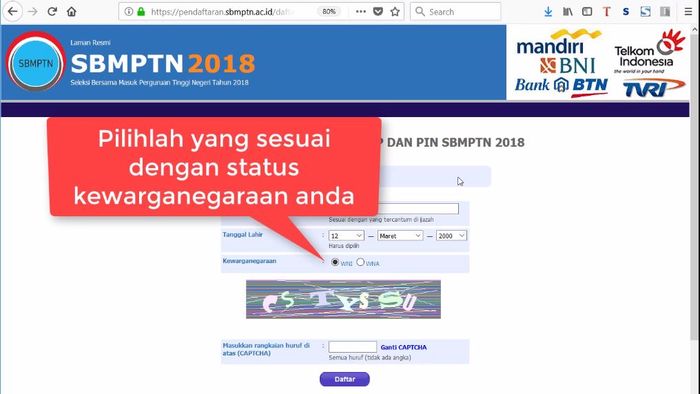 Tutorial Pendaftaran SBMPTN 2018