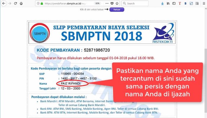 Tutorial Pendaftaran SBMPTN 2018