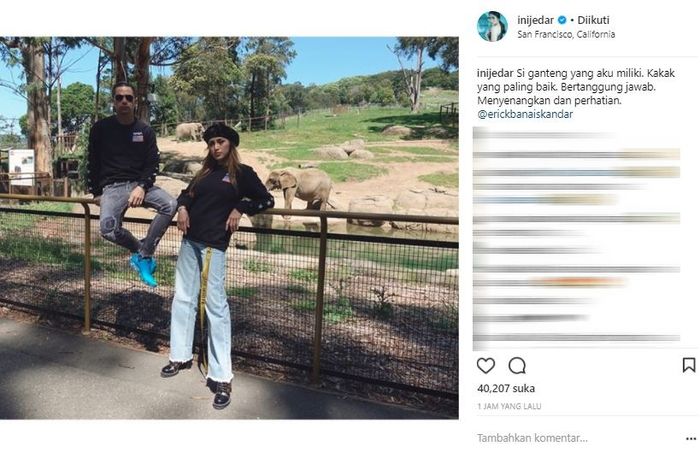 Jessica Iskandar menuliskan ungkapan sayangnya untuk sang kakak lewat media sosial.