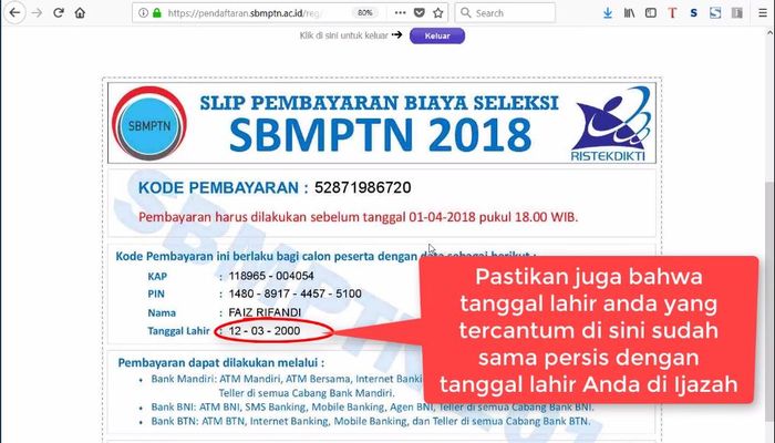 Tutorial Pendaftaran SBMPTN 2018