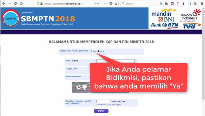 Tutorial Pendaftaran SBMPTN 2018