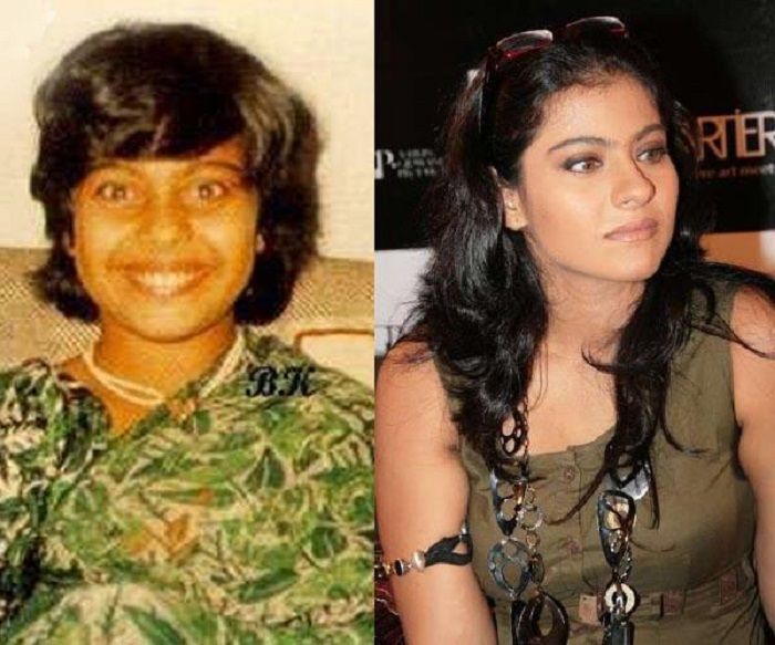 Kajol masa kecil (kiri) dan dewasa (kanan)