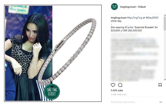 Harga Gelang Ayu Ting Ting Bisa Beli Satu Buah Mobil