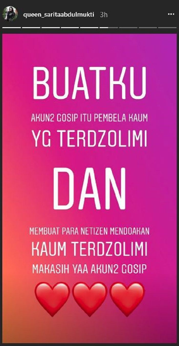 Curhatan Sarita di Instagram