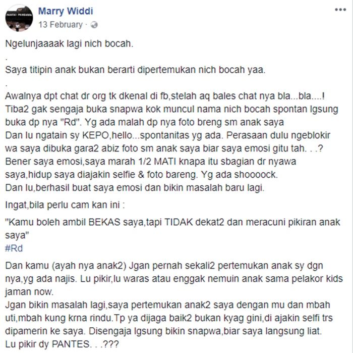 Postingan Marry Widdi