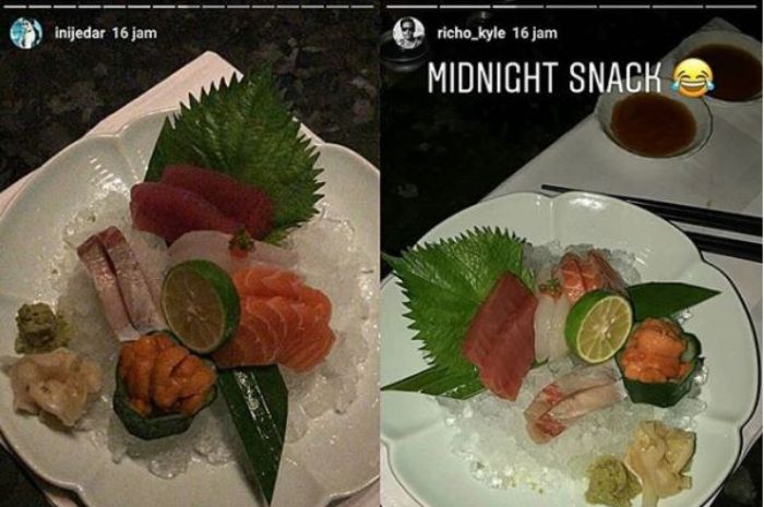 Jessica Iskandar dan Richard Kyle memosting makanan serupa