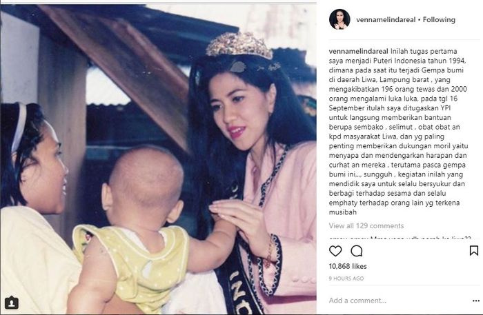 Venna Melinda saat bertugas sebagai Putri Indonesia 1994