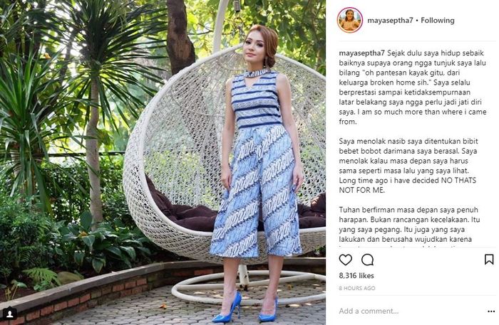 Curahan Maya Septha di Instagram