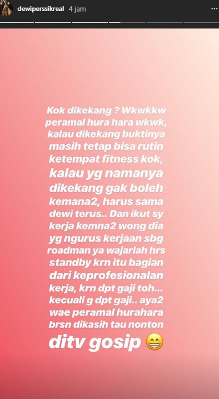 Instastory Dewi Perssik