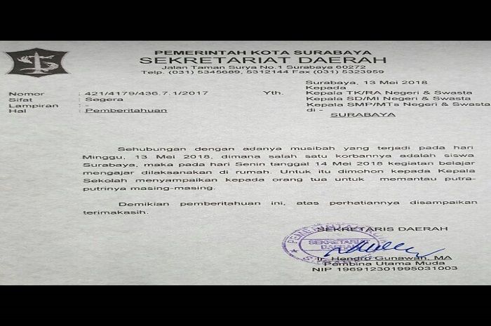 Surat edaran pemkot Surabaya
