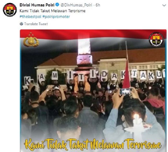 Twitter @DivHumas_Polri Laporkan tindakan terorisme