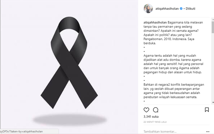 Unggahan Atiqah Hasiholan