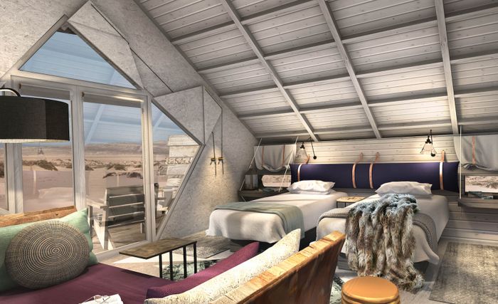 Desain interior kamar Shipwreck Lodge