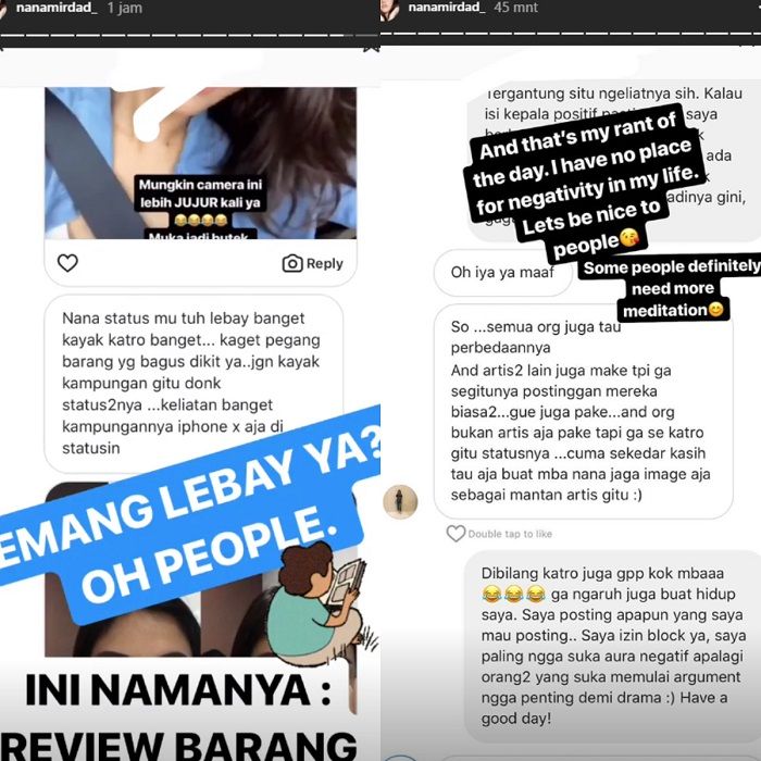 Komentar Warganet yang kurang berkenan untuk Nana Mirdad