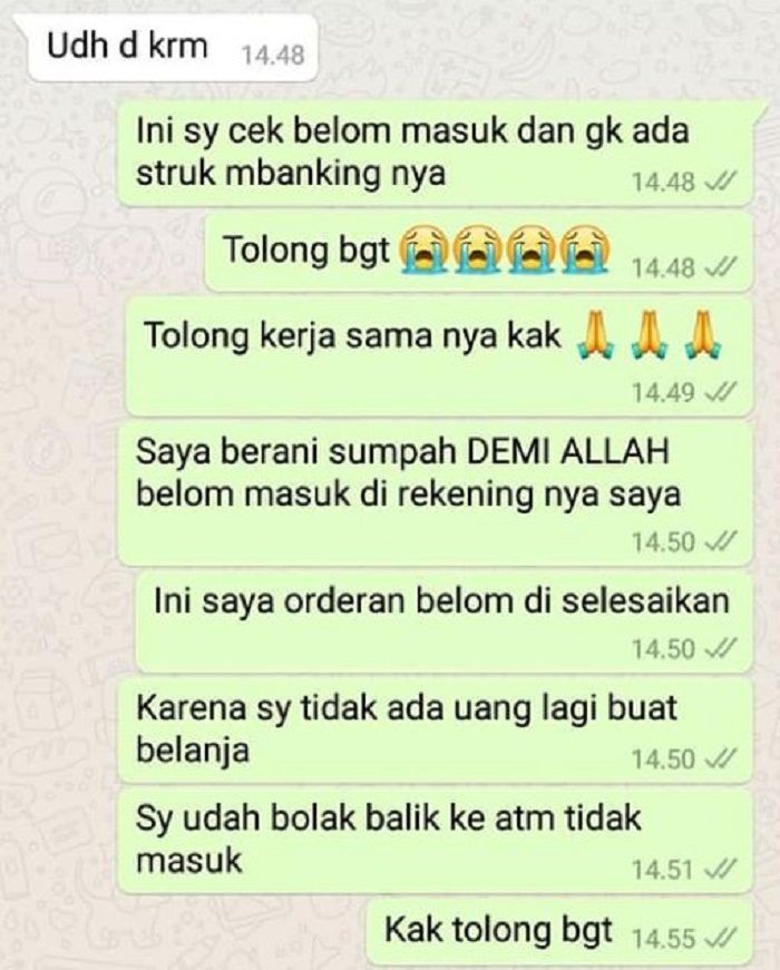 Driver ojek online tertipu oleh customernya.