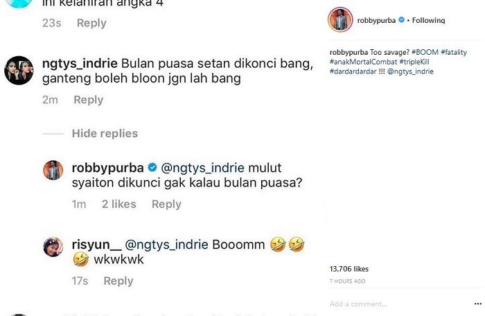 Postingan Robby Purba soal netizen yang komentar nyinyir ke dirinya