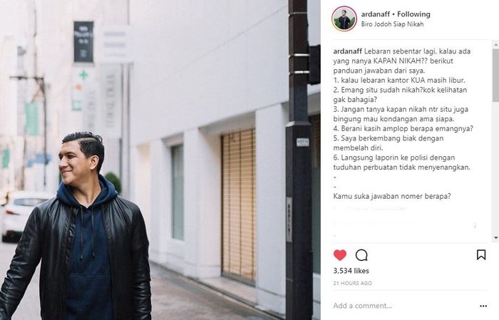 Arda Naff berikan tips menjawab pertanyaan 'kapan nikah'.