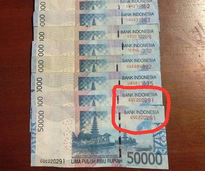 nomor seri uang sama