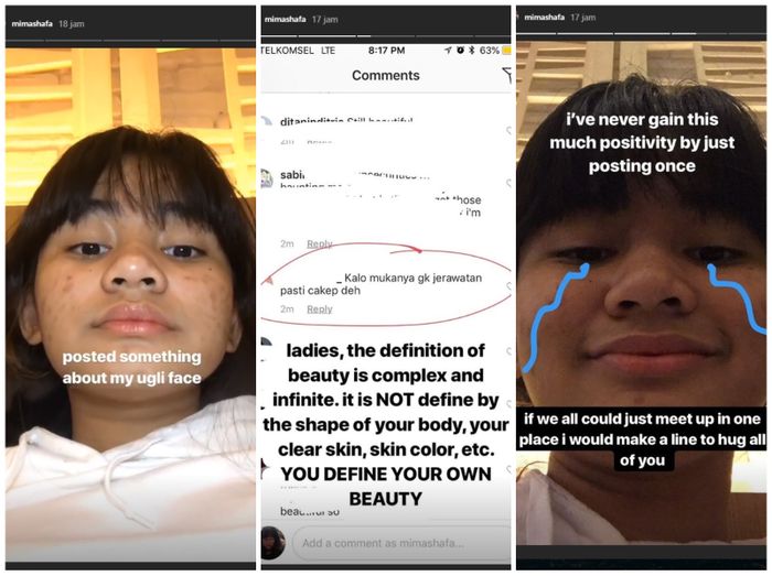 Kolase unggahan insta story Mima