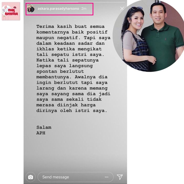 Klarifikasi dari suami Nindy Ayunda, Askara Parasady Harsono