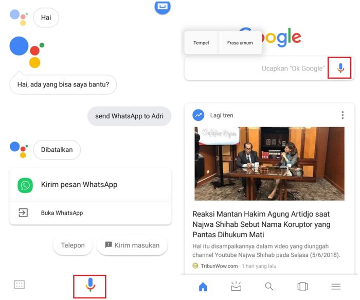 Langkah menulis whatsApp dengan pesan suara