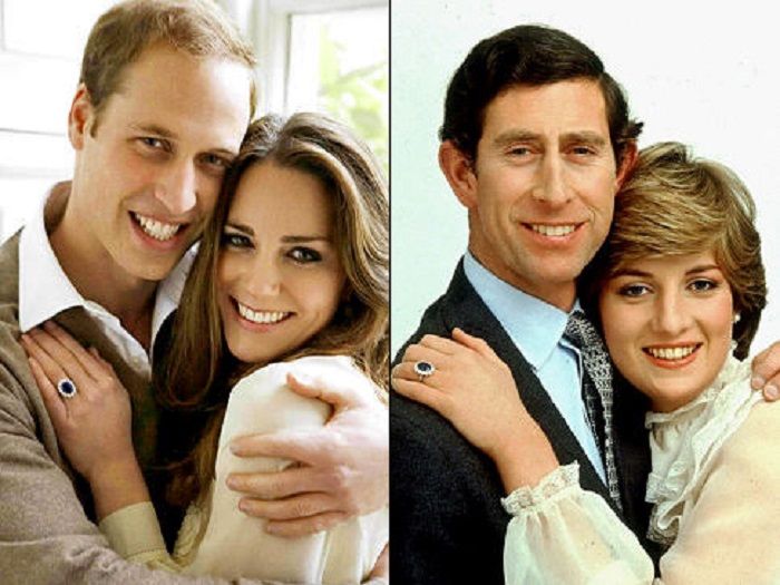 kiri : William dan Kate, kanan: Pangeran Charles dan Putri Diana