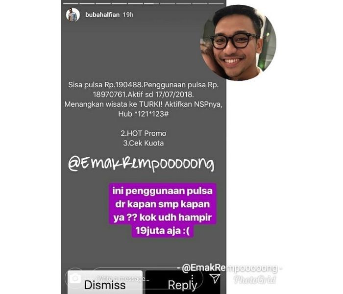 Tagihan pulsa Bubah Alfian