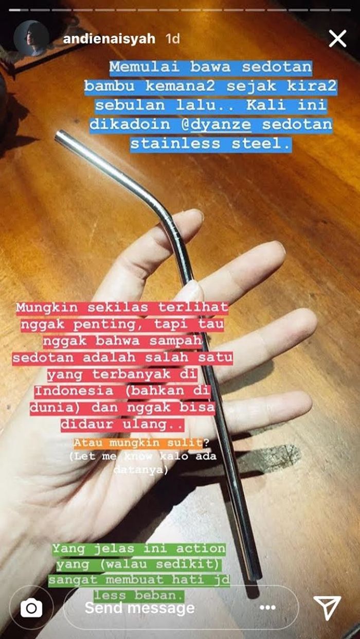 Sedotan yang Selalu Dibawa Andien