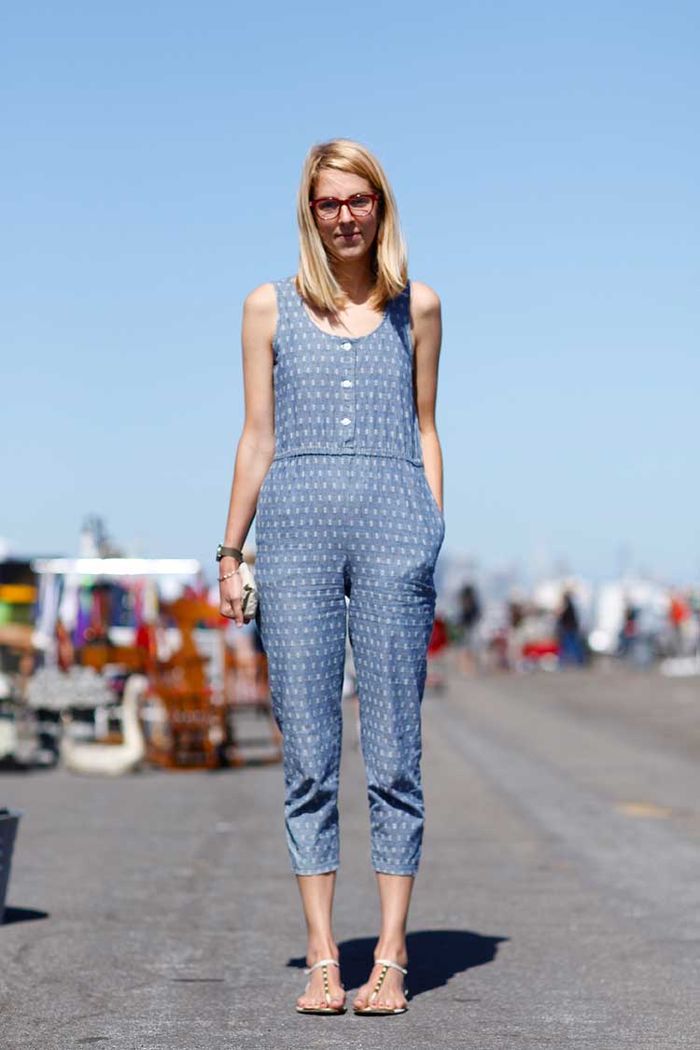 jumpsuit + thong sandals