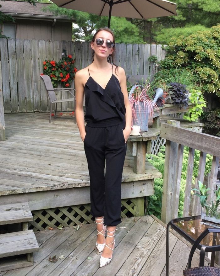 Jumpsuit + ballerina flats