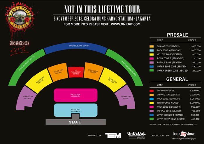 Harga tiket konser Guns N' Roses.