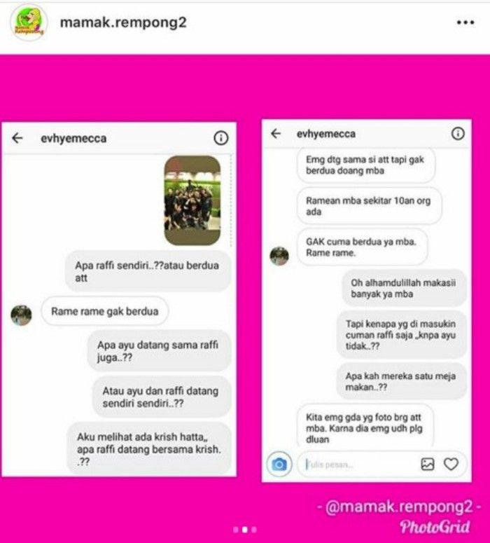 Unggahan akun gosip 

