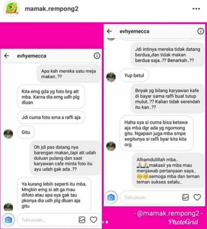 Unggahan akun gosip 
