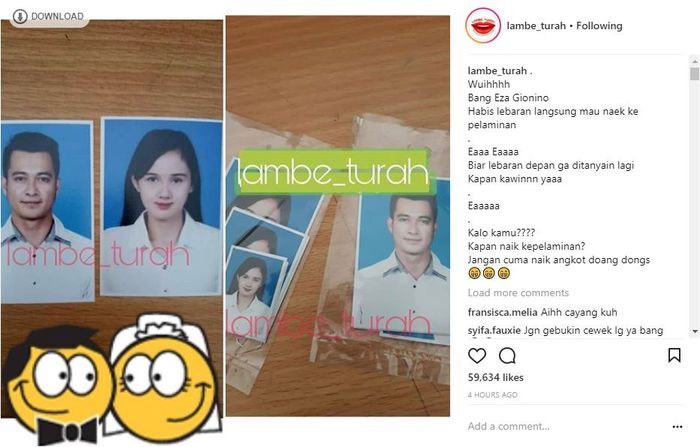 Beredar pas foto Eza Gionino dan seorang wanita cantik.