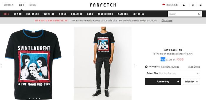 SAINT LAURENT- To The Moon and Back Ringer T-Shirt