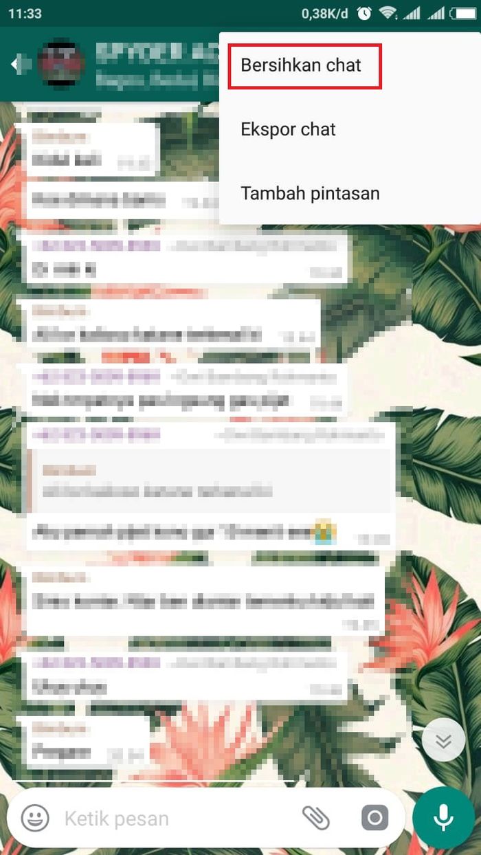 Membersihkan WhatsApp